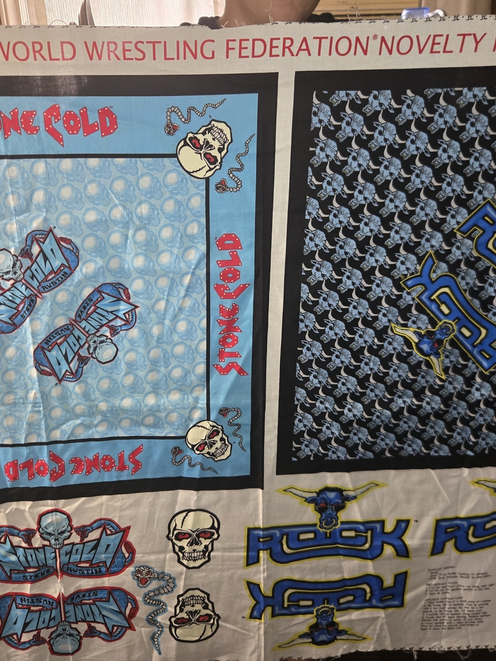 1999 Vintage WWF Stone Cold And The Rock Blue Graphic Wall Hangar